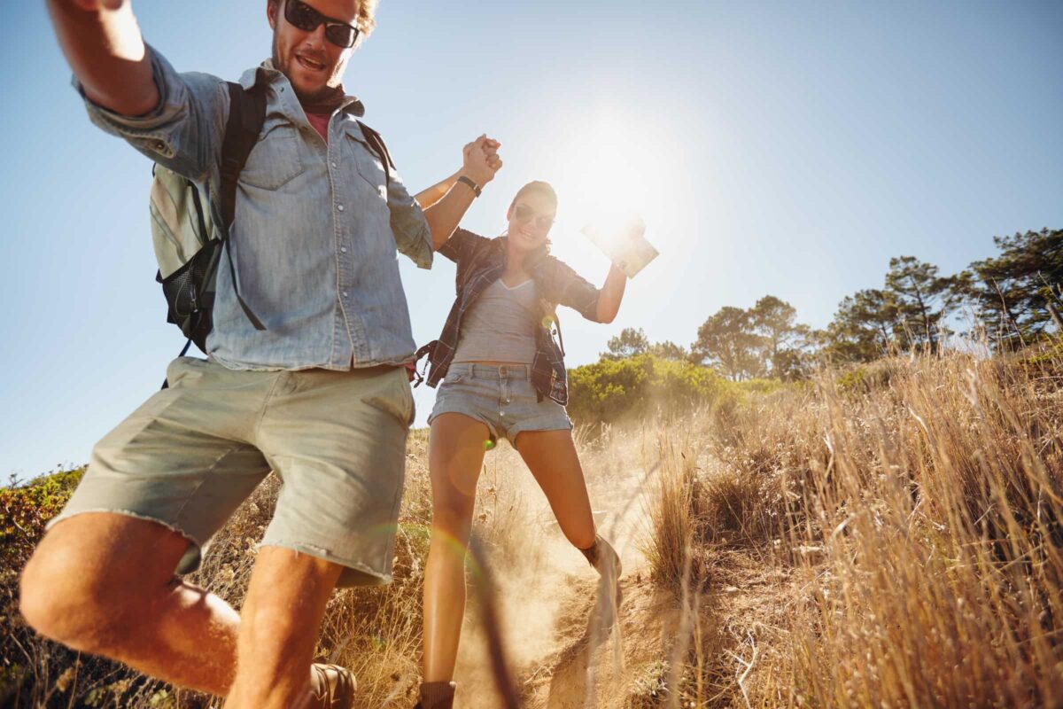 Couple on an adventurous hike