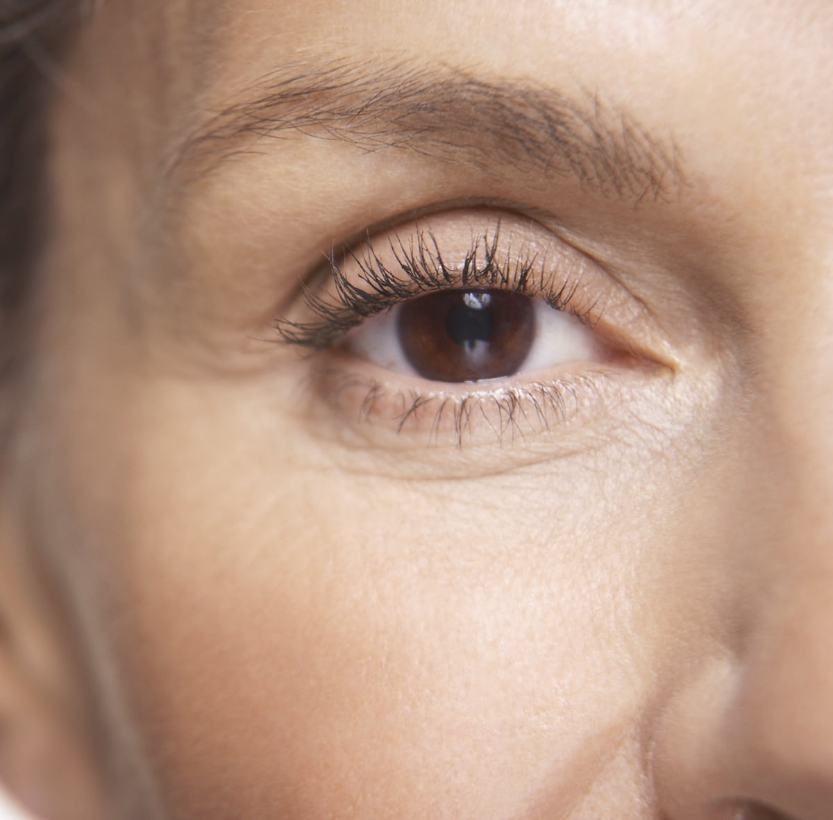 middle aged woman's eye up close
